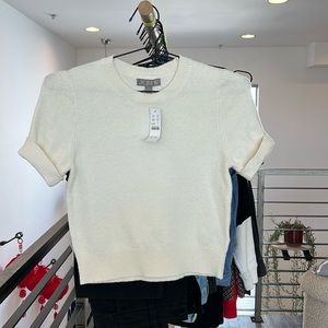 Cuff-sleeve crew neck sweater